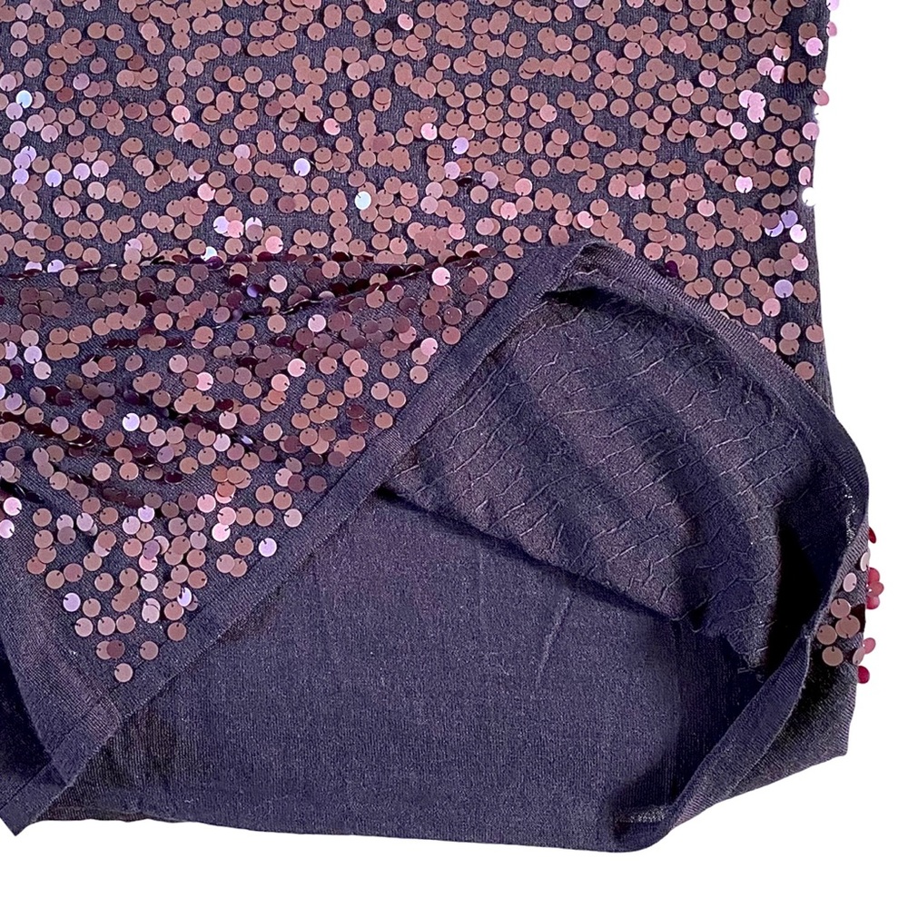 EILEEN FISHER 100% BLACK MERINO WOOL & PURPLE SEQUIN TOP SIZE LARGE - Picture 11 of 16